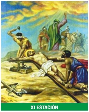 XI Estación — Jesús es clavado en la cruz